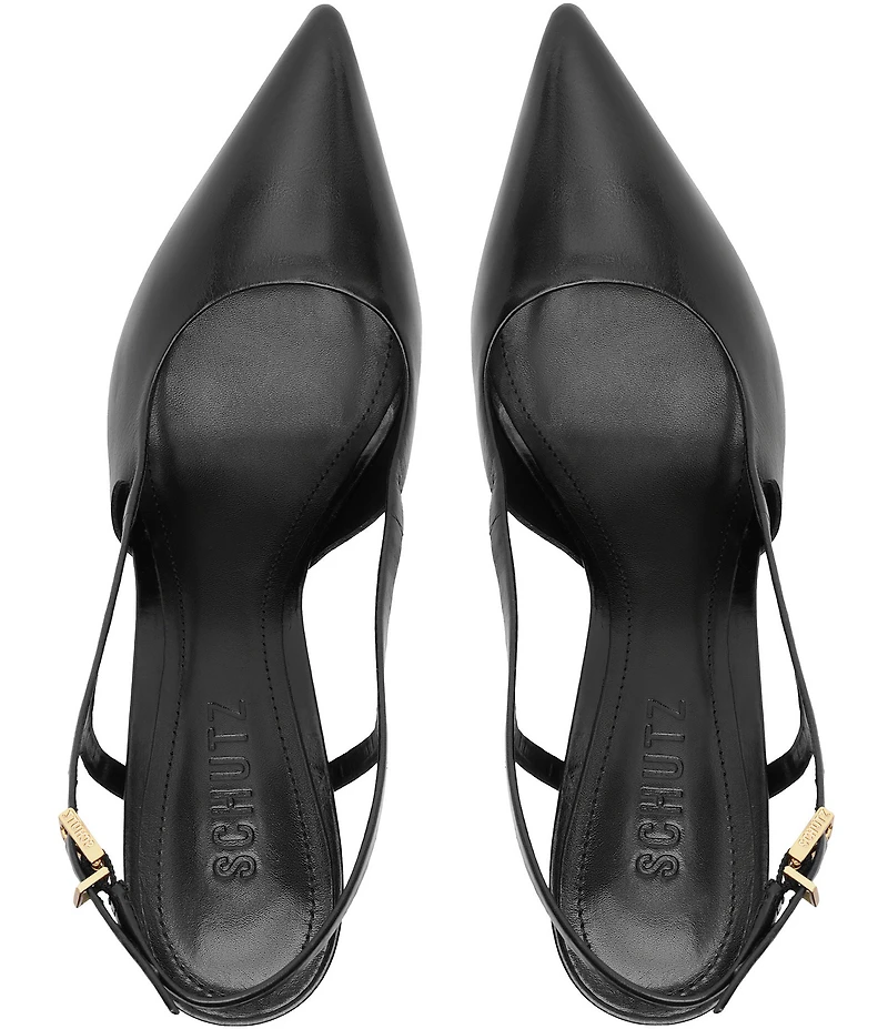 Schutz Boris Leather Slingback Pointed Toe Pumps