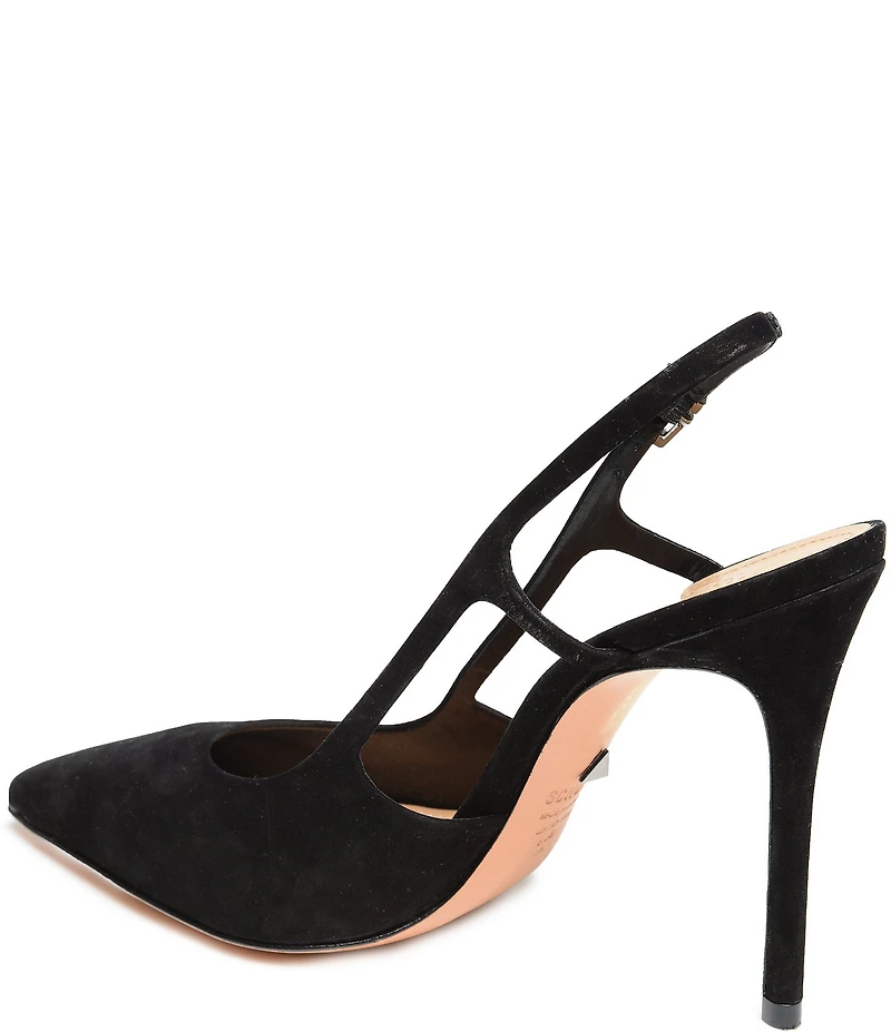 Schutz Boris Suede Pointed Toe Slingback High Heel Pumps