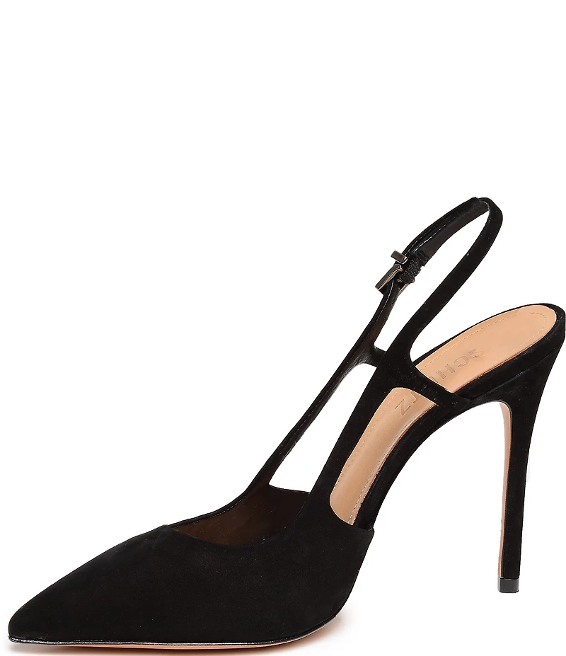Schutz Boris Suede Pointed Toe Slingback High Heel Pumps
