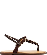 Schutz Camellia Suede Woven Chain Thong Flat Sandals