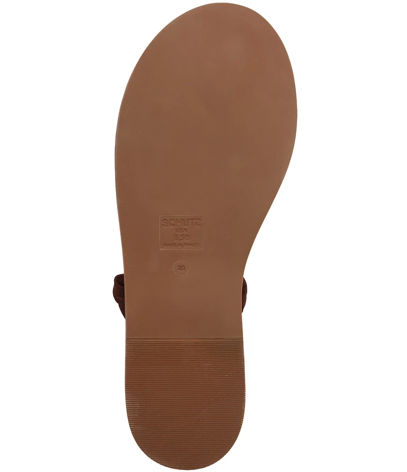 Schutz Camellia Suede Woven Chain Thong Flat Sandals