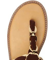 Schutz Camellia Suede Woven Chain Thong Flat Sandals