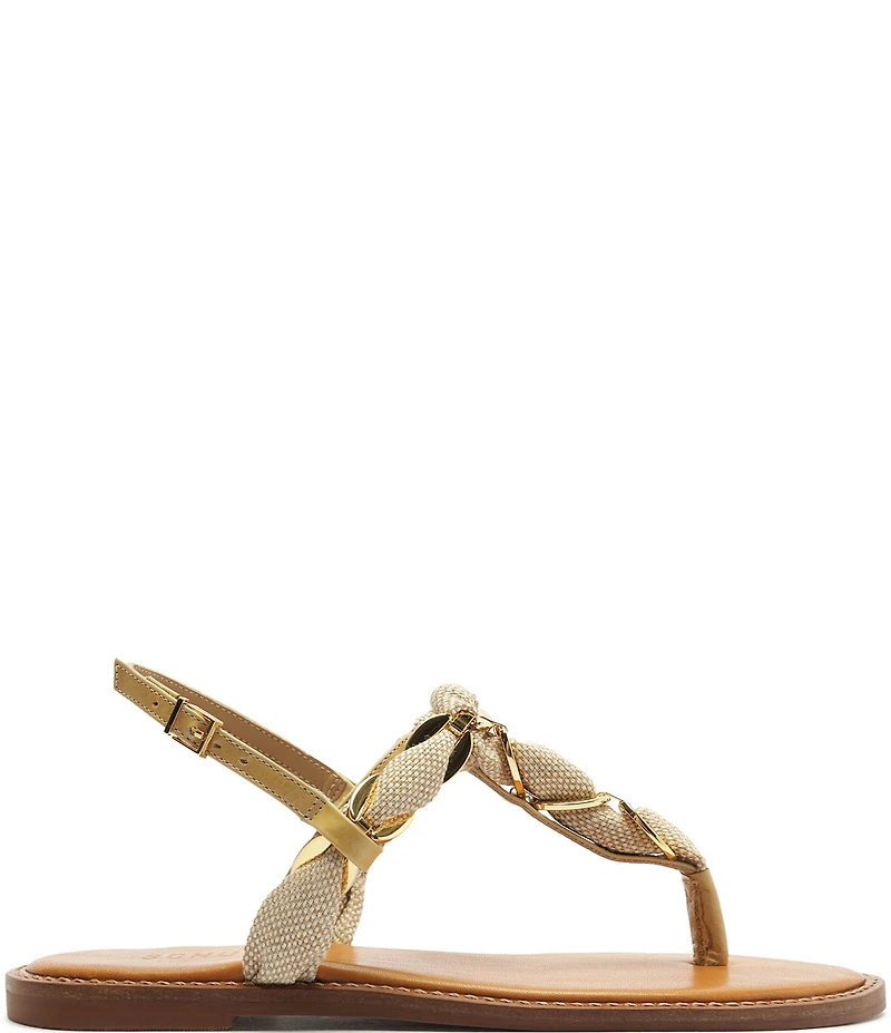 Schutz Camellia Woven Chain Thong Flat Sandals