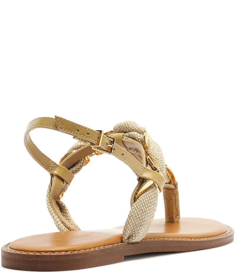 Schutz Camellia Woven Chain Thong Flat Sandals