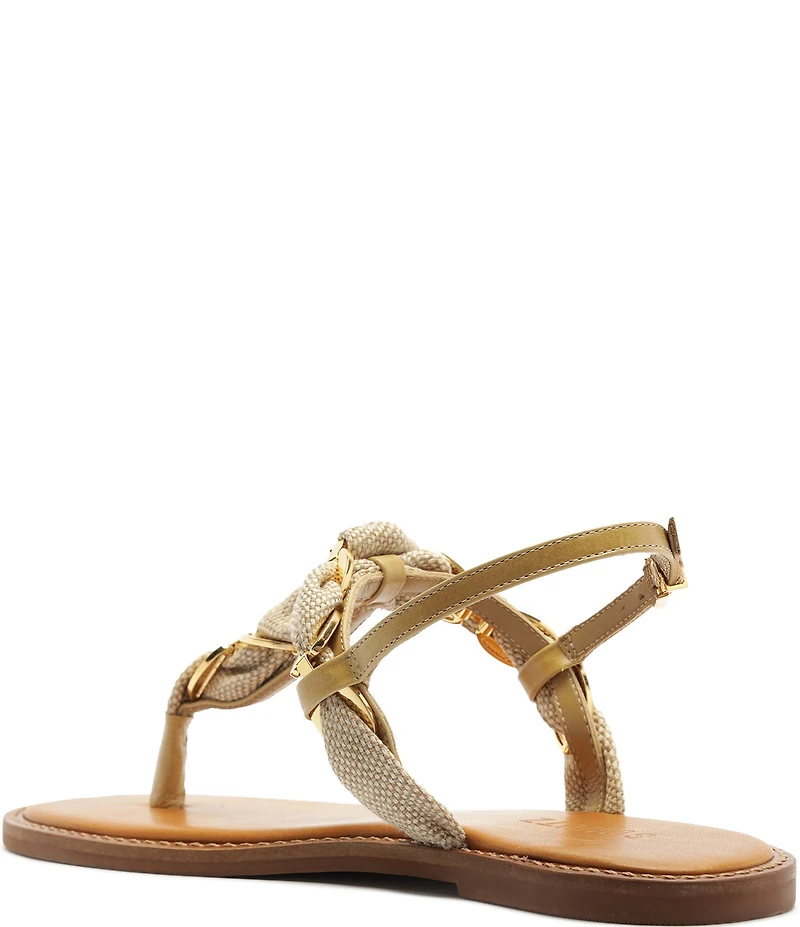 Schutz Camellia Woven Chain Thong Flat Sandals