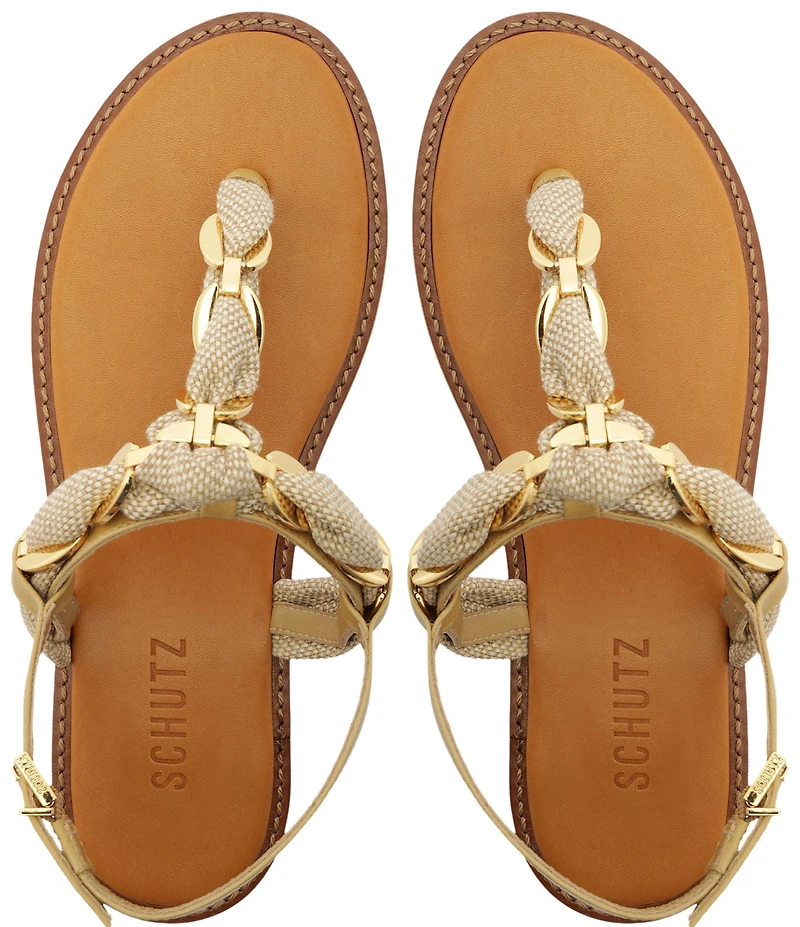 Schutz Camellia Woven Chain Thong Flat Sandals