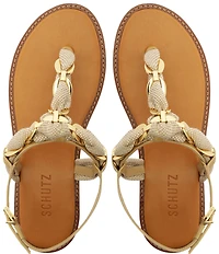 Schutz Camellia Woven Chain Thong Flat Sandals