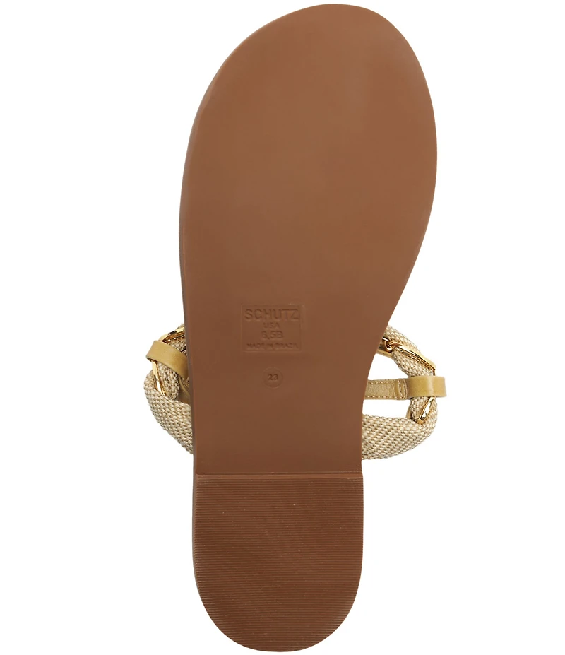 Schutz Camellia Woven Chain Thong Flat Sandals