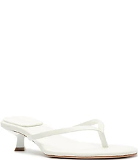 Schutz Carolyn Leather Thong Kitten Heel Thong Dress Slides