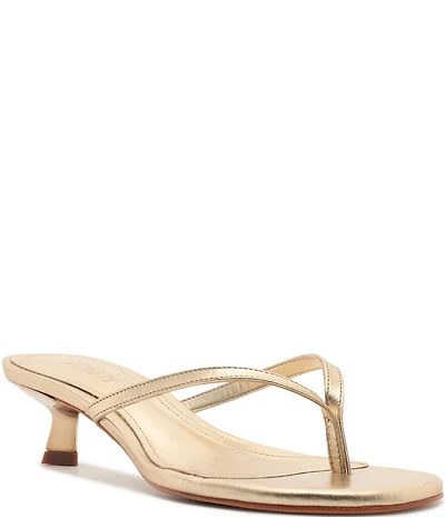Schutz Carolyn Leather Thong Kitten Heel Thong Dress Slides
