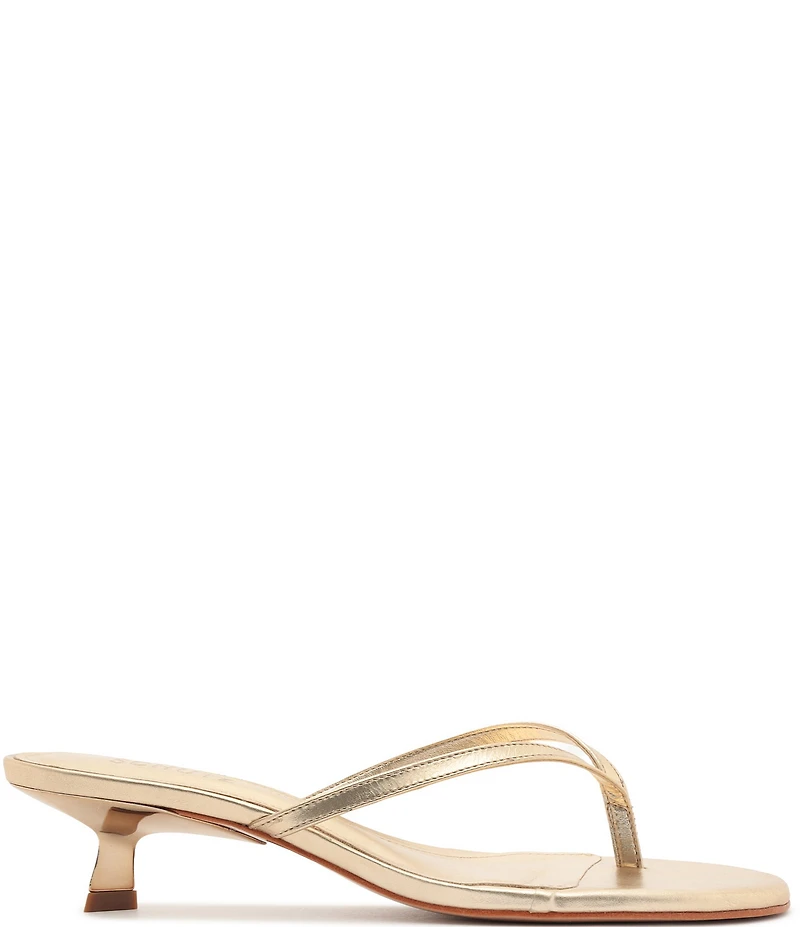 Schutz Carolyn Leather Thong Kitten Heel Thong Dress Slides