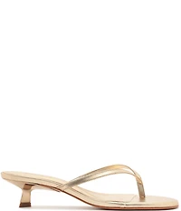 Schutz Carolyn Leather Thong Kitten Heel Thong Dress Slides