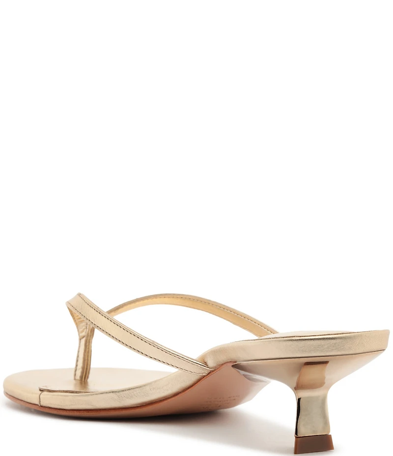 Schutz Carolyn Leather Thong Kitten Heel Thong Dress Slides
