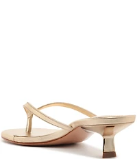 Schutz Carolyn Leather Thong Kitten Heel Thong Dress Slides
