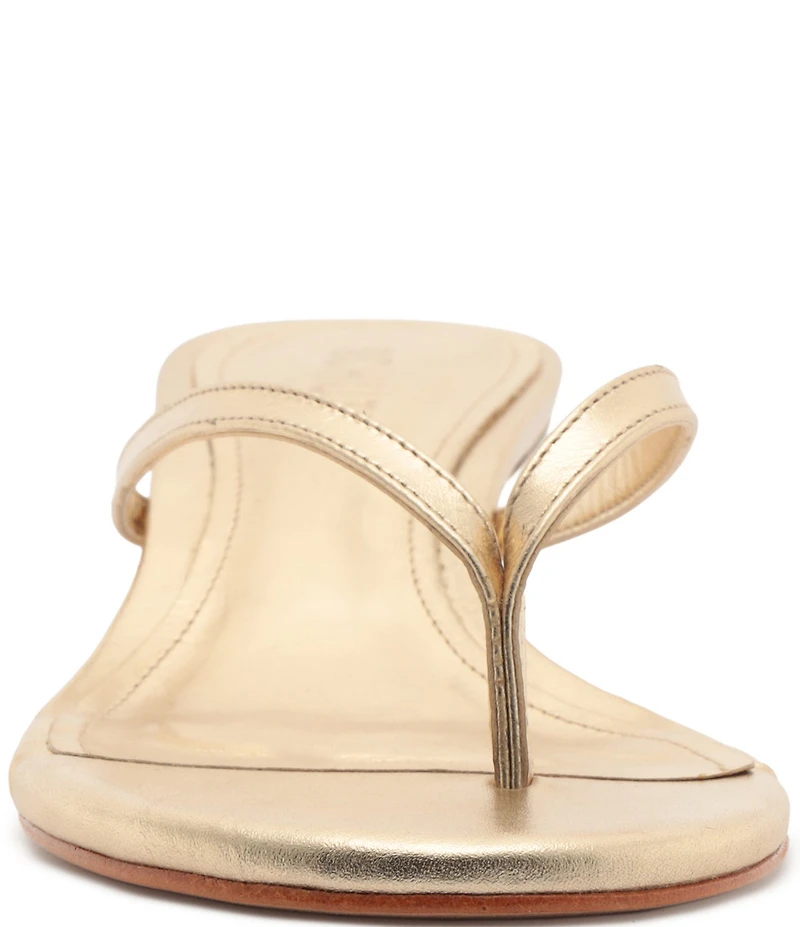 Schutz Carolyn Leather Thong Kitten Heel Thong Dress Slides