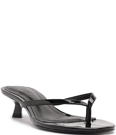 Schutz Carolyn Patent Leather Thong Kitten Heel Sandals