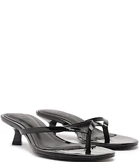 Schutz Carolyn Patent Leather Thong Kitten Heel Sandals