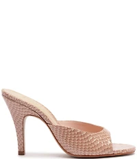 Schutz Clea Snake Printed Leather Dress Slide Sandals