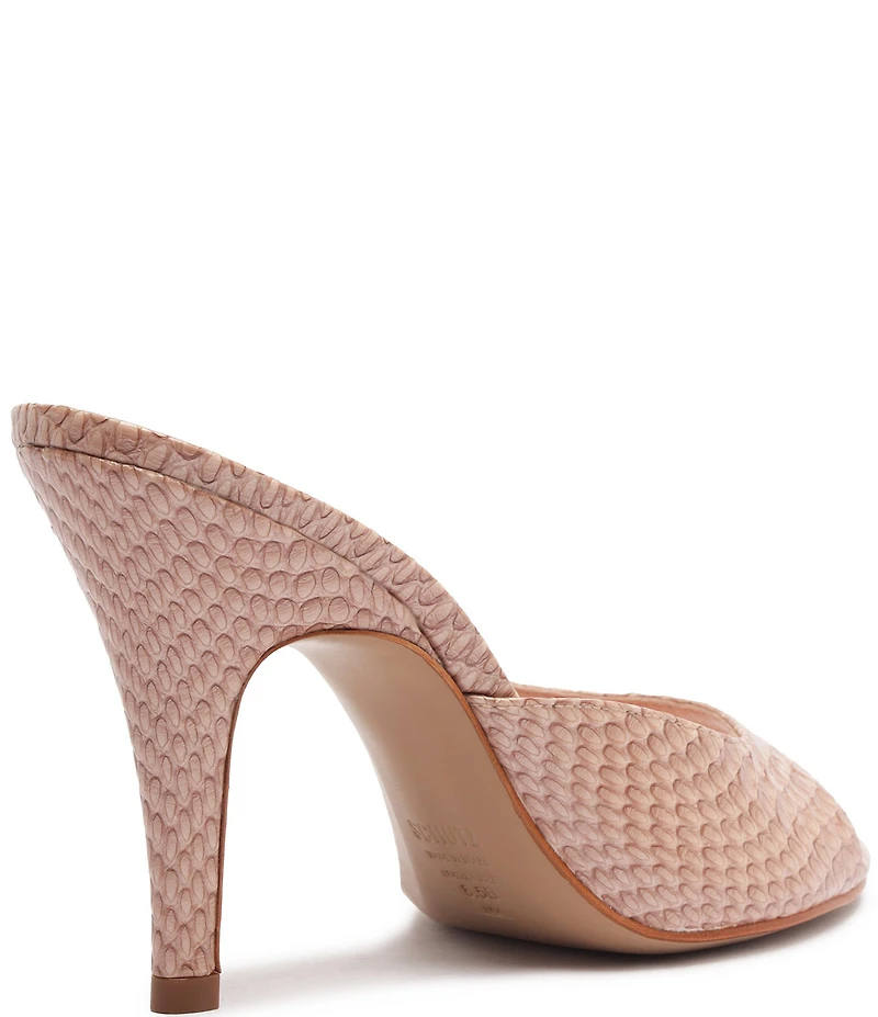 Schutz Clea Snake Printed Leather Dress Slide Sandals