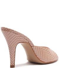 Schutz Clea Snake Printed Leather Dress Slide Sandals