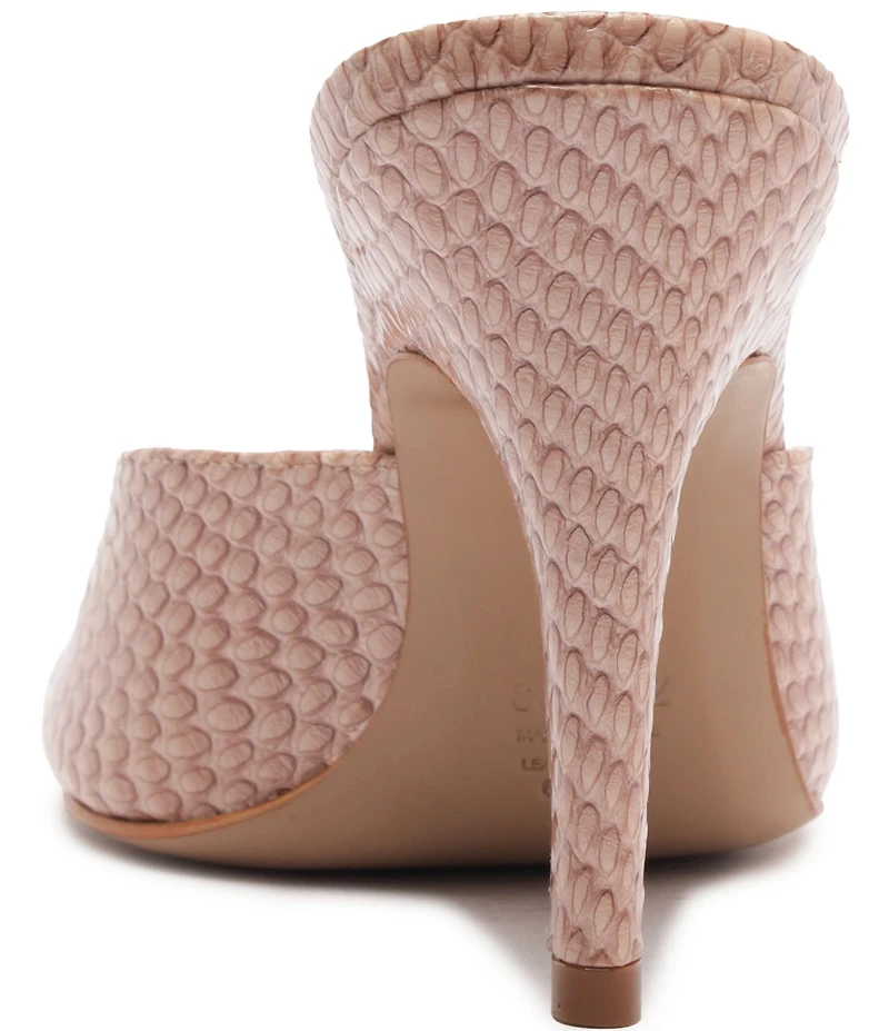 Schutz Clea Snake Printed Leather Dress Slide Sandals
