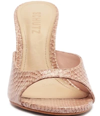 Schutz Clea Snake Printed Leather Dress Slide Sandals