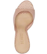 Schutz Clea Snake Printed Leather Dress Slide Sandals
