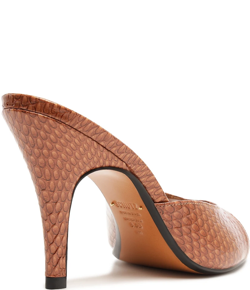 Schutz Clea Snake Printed Leather Dress Slide Sandals