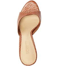 Schutz Clea Snake Printed Leather Dress Slide Sandals