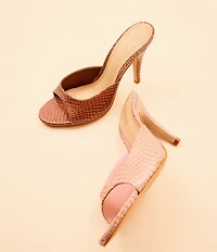 Schutz Clea Snake Printed Leather Dress Slide Sandals