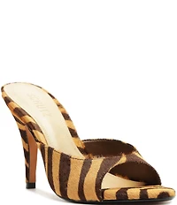 Schutz Clea Zebra Print Calf Hair Dress Slide Sandals