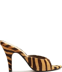Schutz Clea Zebra Print Calf Hair Dress Slide Sandals