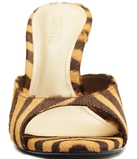 Schutz Clea Zebra Print Calf Hair Dress Slide Sandals