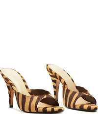 Schutz Clea Zebra Print Calf Hair Dress Slide Sandals