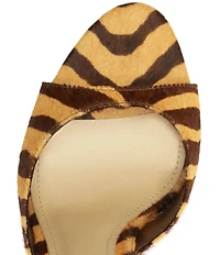 Schutz Clea Zebra Print Calf Hair Dress Slide Sandals