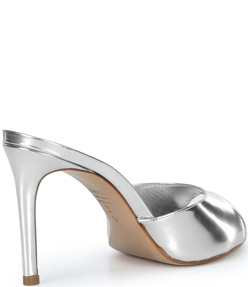 Schutz Cloe Metallic Leather Stiletto Slide Dress Sandals