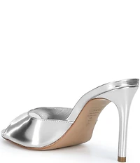 Schutz Cloe Metallic Leather Stiletto Slide Dress Sandals