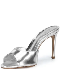 Schutz Cloe Metallic Leather Stiletto Slide Dress Sandals