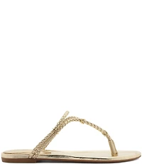 Schutz Cordelia Metallic Braided Thong Flat Sandals