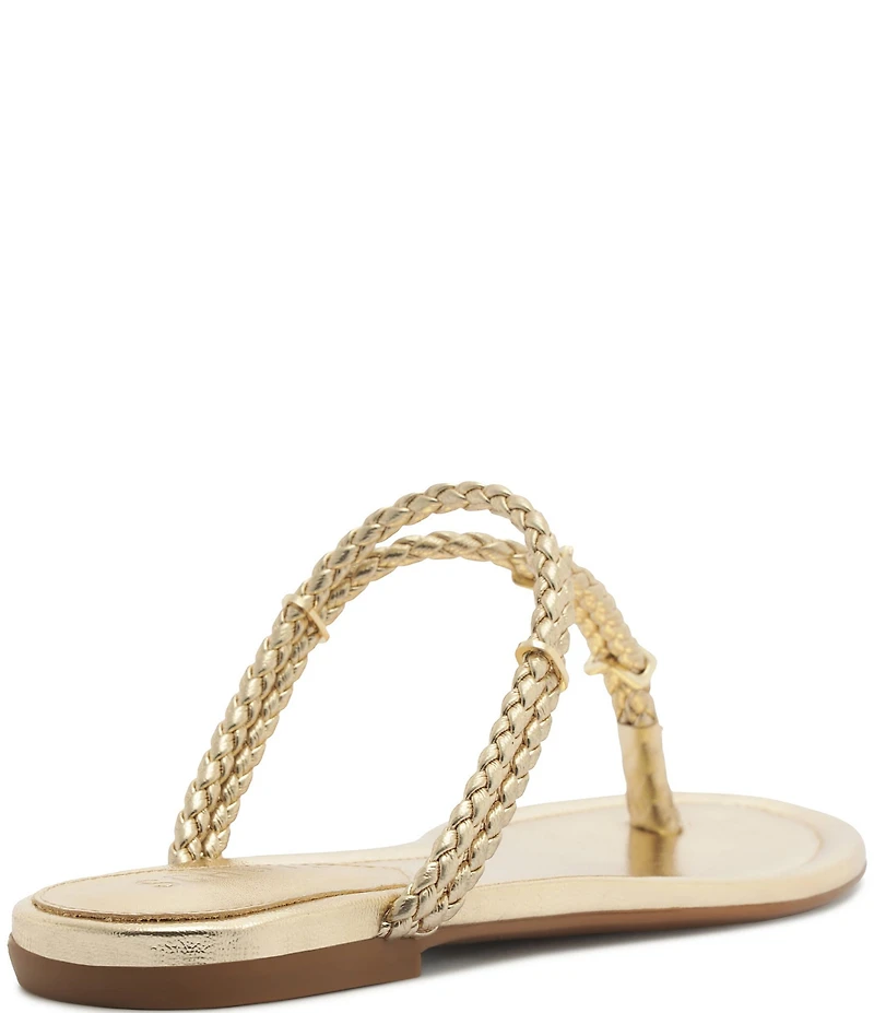 Schutz Cordelia Metallic Braided Thong Flat Sandals