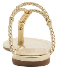 Schutz Cordelia Metallic Braided Thong Flat Sandals