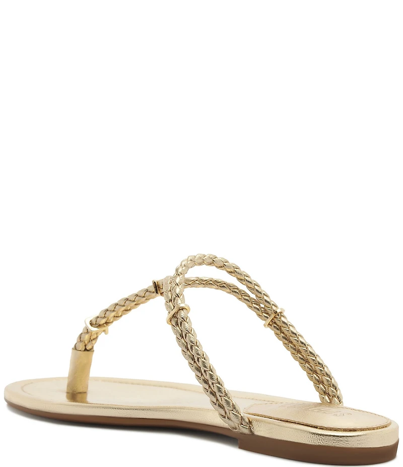 Schutz Cordelia Metallic Braided Thong Flat Sandals