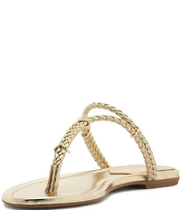 Schutz Cordelia Metallic Braided Thong Flat Sandals