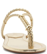 Schutz Cordelia Metallic Braided Thong Flat Sandals