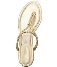 Schutz Cordelia Metallic Braided Thong Flat Sandals