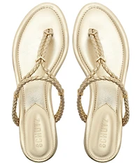 Schutz Cordelia Metallic Braided Thong Flat Sandals