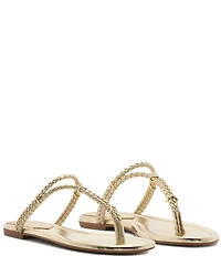 Schutz Cordelia Metallic Braided Thong Flat Sandals