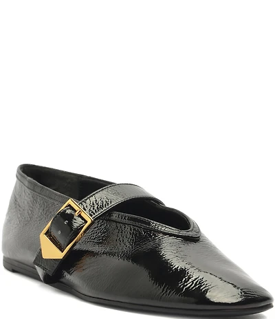Schutz Courtney Buckle Patent Leather Mary Jane Ballet Flats