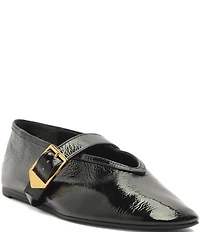 Schutz Courtney Buckle Patent Leather Mary Jane Ballet Flats