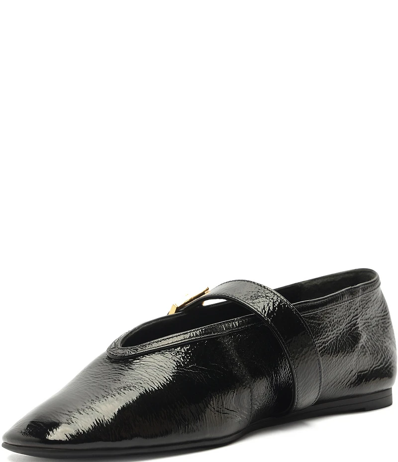 Schutz Courtney Buckle Patent Leather Mary Jane Ballet Flats